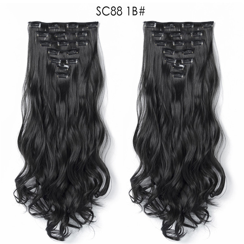 20 Inch 8Pcs Clip in Hair Extensions Long Wavy Synthetic Hair Extensions Multiple Colors for Women undefined