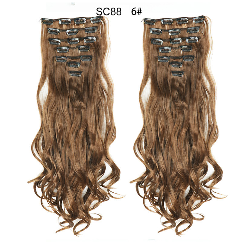 20 Inch 8Pcs Clip in Hair Extensions Long Wavy Synthetic Hair Extensions Multiple Colors for Women undefined