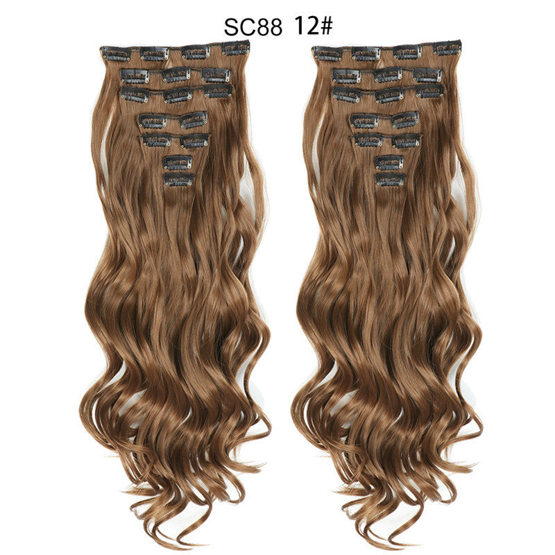 20 Inch 8Pcs Clip in Hair Extensions Long Wavy Synthetic Hair Extensions Multiple Colors for Women undefined