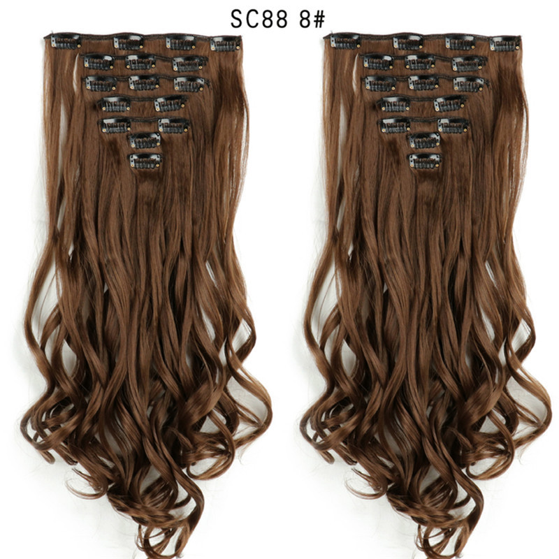 20 Inch 8Pcs Clip in Hair Extensions Long Wavy Synthetic Hair Extensions Multiple Colors for Women undefined