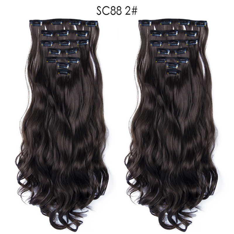 20 Inch 8Pcs Clip in Hair Extensions Long Wavy Synthetic Hair Extensions Multiple Colors for Women undefined