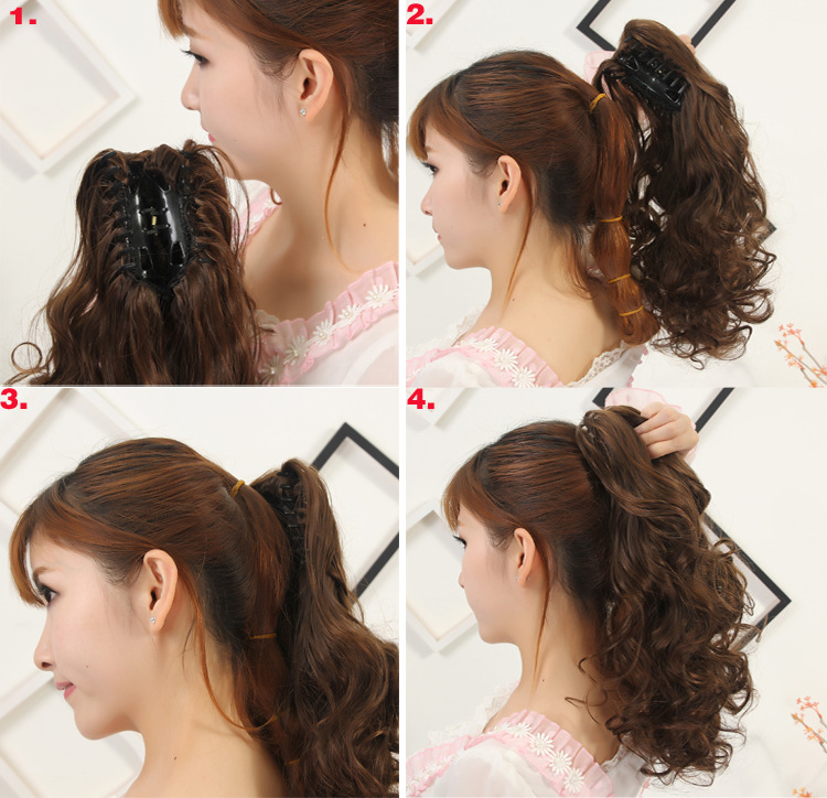 Ombre Blonde Highlight Claw Clip Ponytail Extension Heat Resistant Synthetic Hair for Daily Wear 爪夹马尾