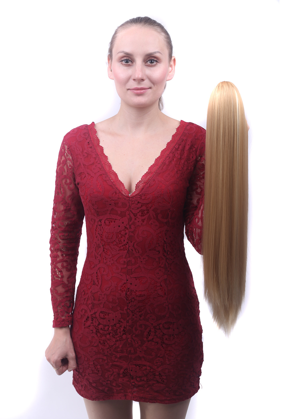 Ombre Blonde Highlight Claw Clip Ponytail Extension Heat Resistant Synthetic Hair for Daily Wear undefined