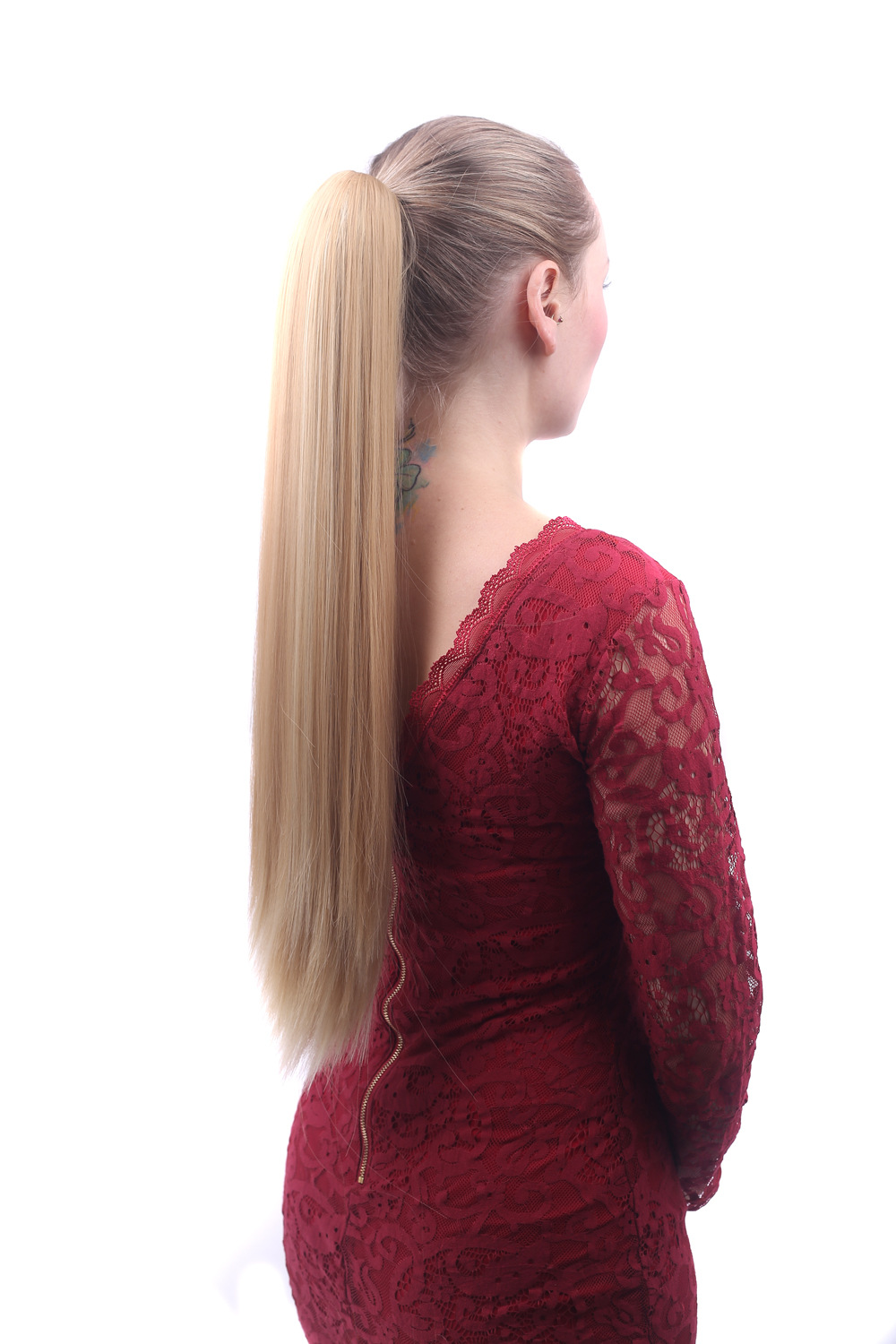 Ombre Blonde Highlight Claw Clip Ponytail Extension Heat Resistant Synthetic Hair for Daily Wear undefined