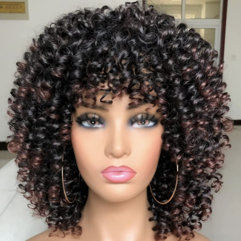 Black Kinky Curly Wig with Bangs Synthetic Hair Full Head Wig O1CN019C30DY27k1jZtMxuR 2209483247834 0 Cib