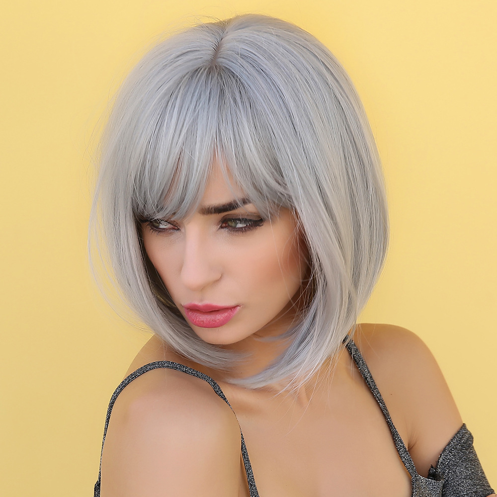 Brown with Blonde Highlights Bob Wig with Bangs Synthetic Hair O1CN01kArAF41MJCOLQ4Z44 3192521413 0 Cib