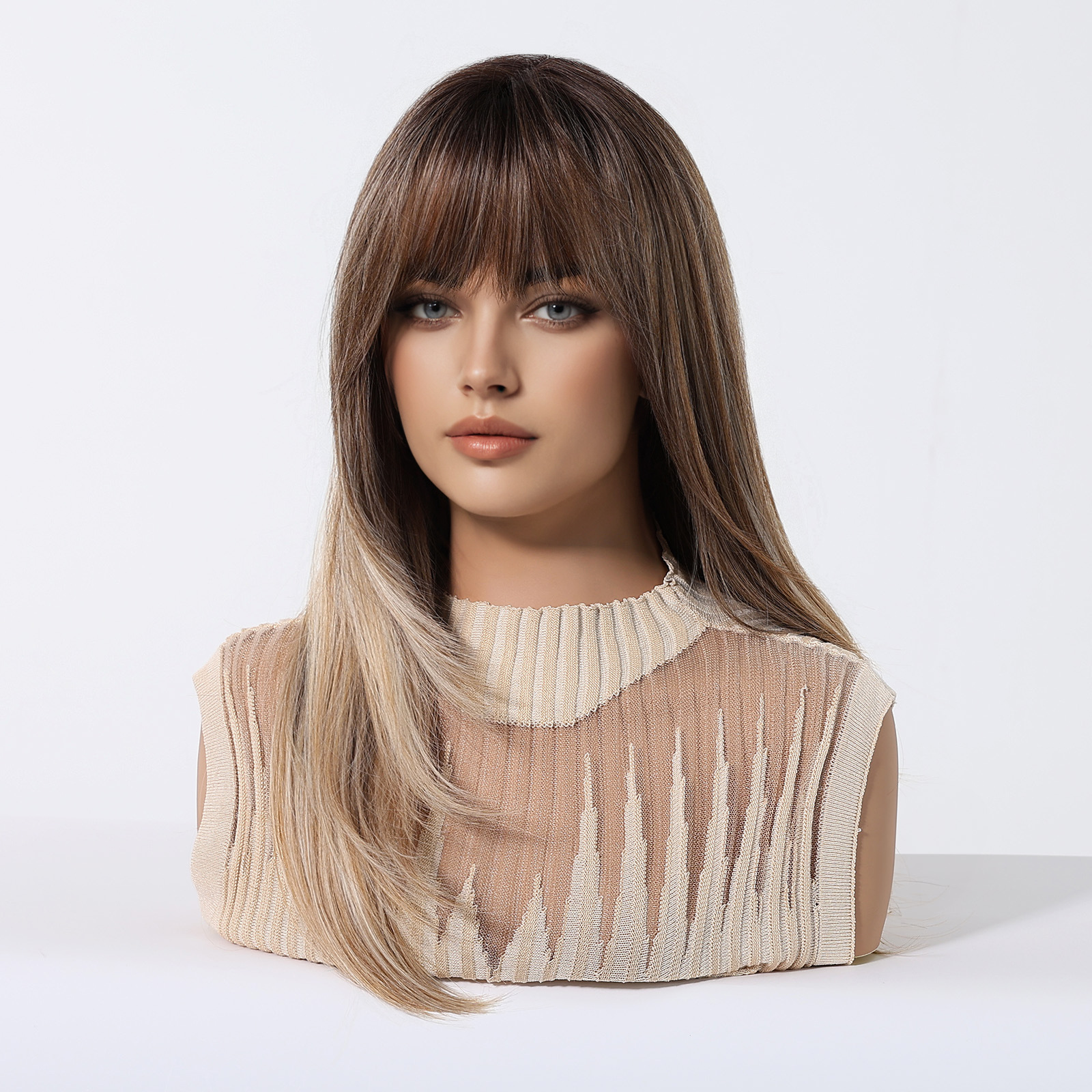 Balayage Brown Blonde Straight Wig with Fringe Layered Design O1CN01m0FREC1MJCl7H32IB 3192521413 0 Cib