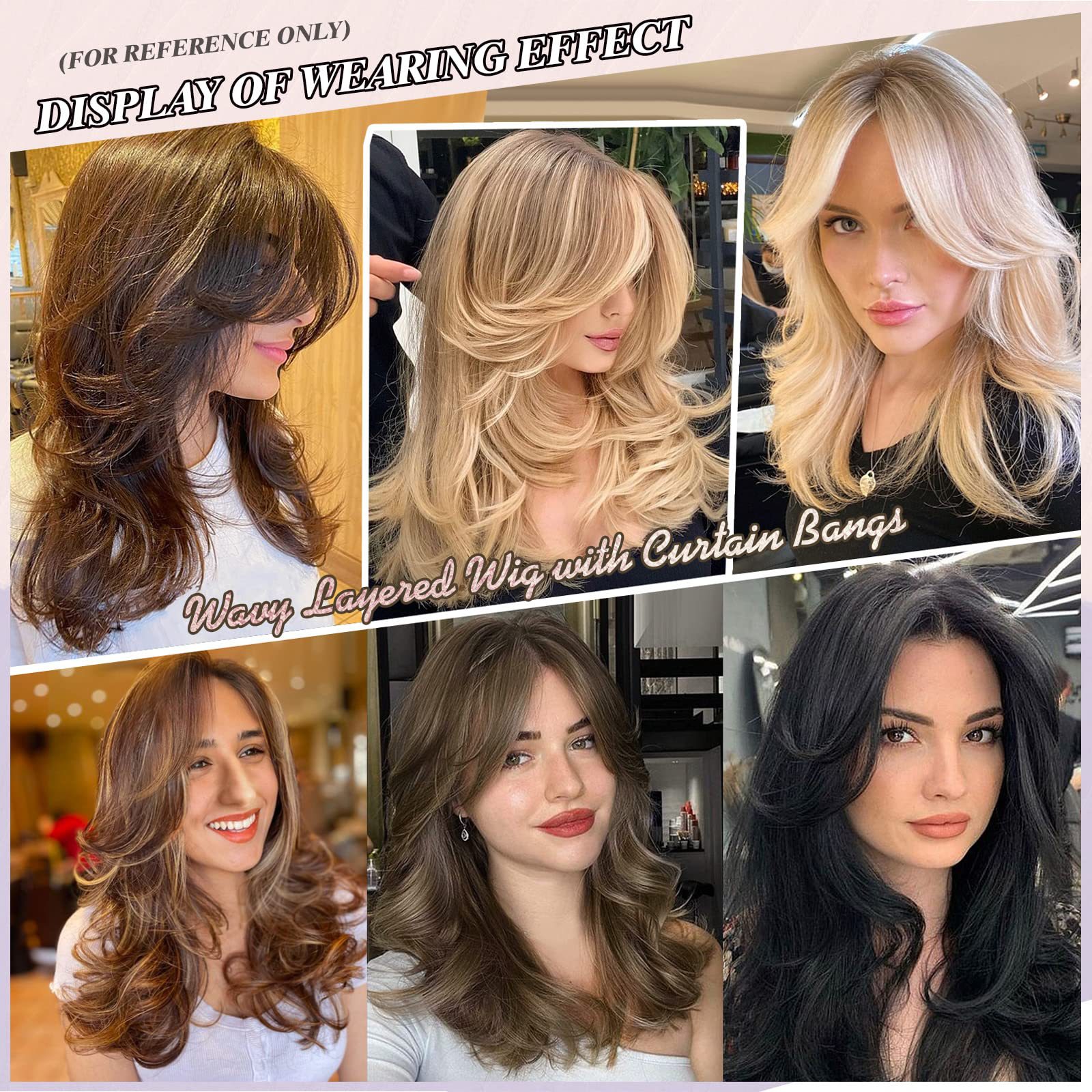 Honey Blonde Highlight Layered Medium Wavy Wig Synthetic Hair undefined