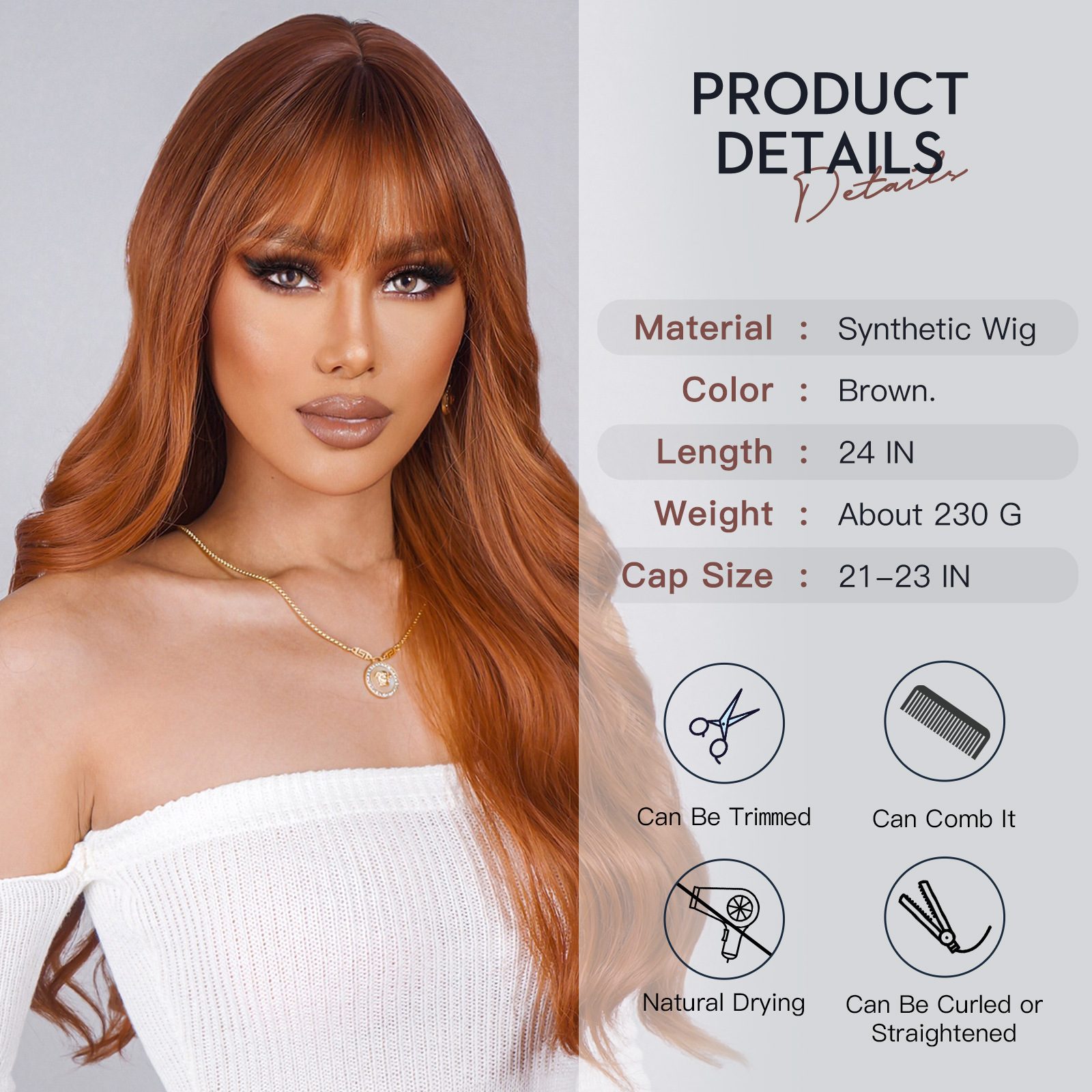 Light Ash Brown Long Body Wave Wig with Fringe O1CN01wMRBcL1VOXvkTFrPq 2221161052643 0 Cib