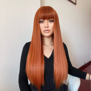 European/American Style Gradient Gray Long Straight Wig with Bangs auto draft