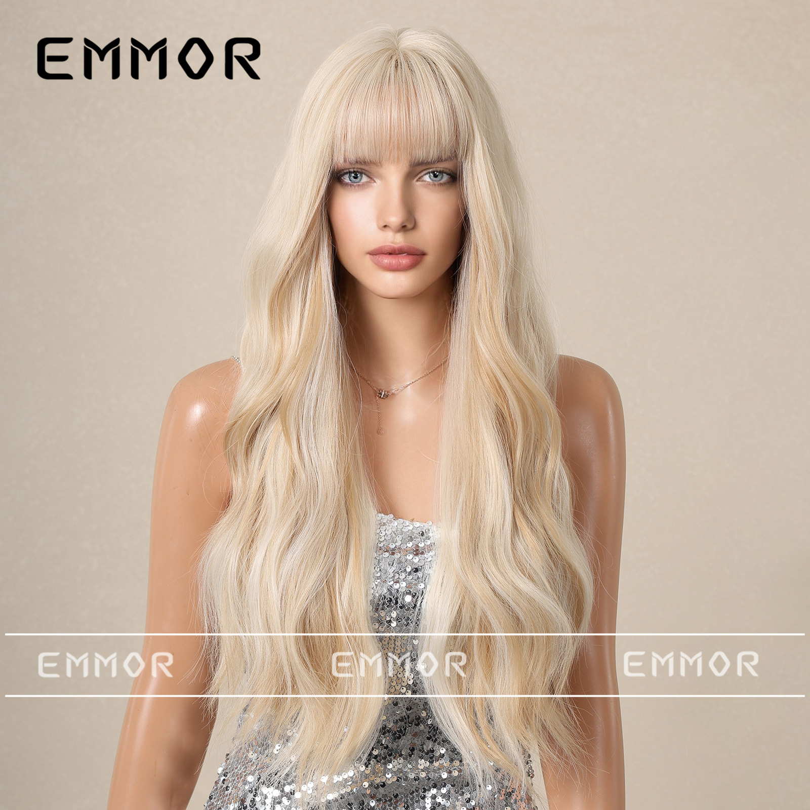 Platinum Blonde Long Wave Full Wig Product view 1