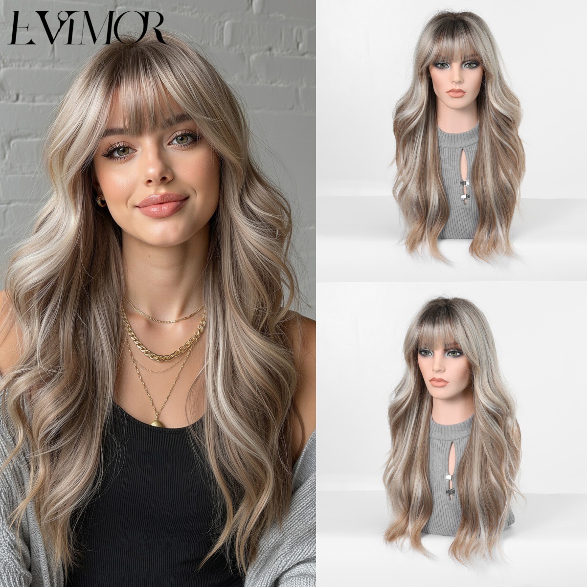 Platinum Blonde Long Wave Full Wig Product view 2